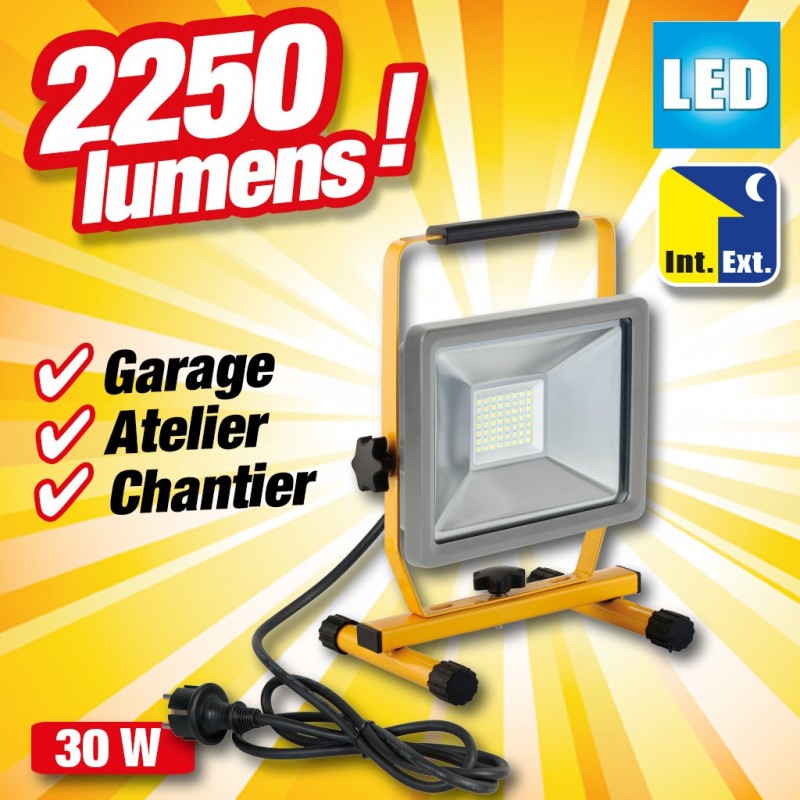 projecteur led 30w 2250 lumens portable