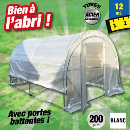 Serre Tunnel 3x4m 12m2 Portes Battantes