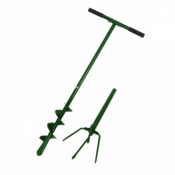 Bêche Et Tarière Manuelle Avec Rallonges - Diamètre 100 Mm - 13 M De Longueur Totale - Pour Jardin, Plantation