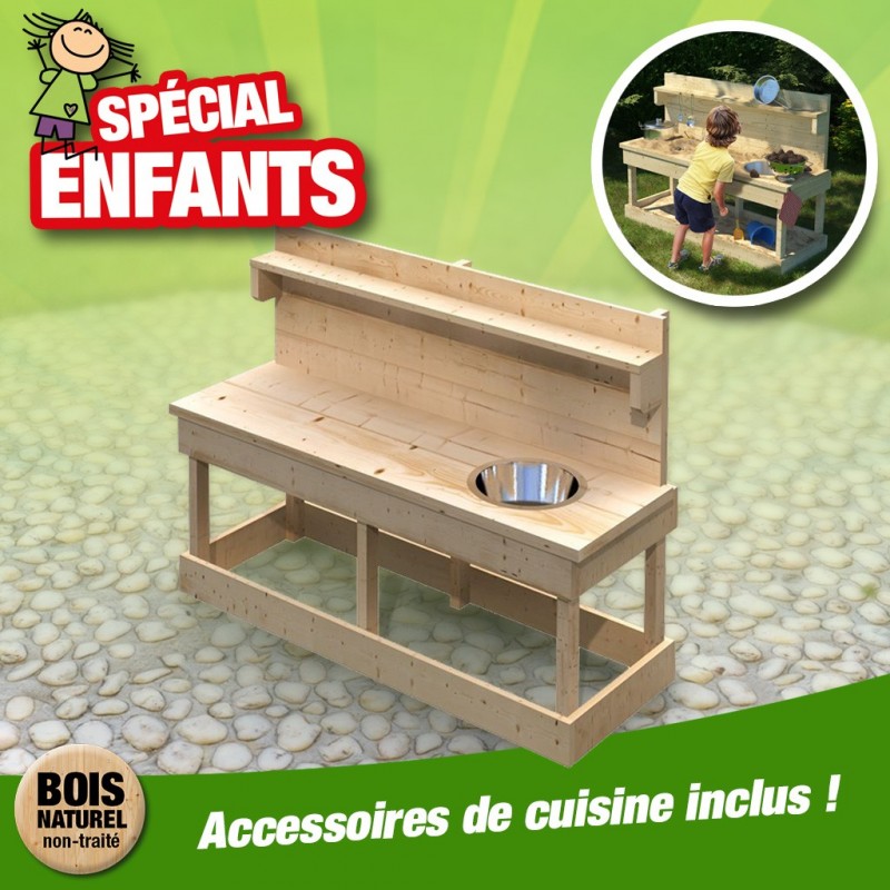 Soulet Cabane en bois avec bac à sable pour enfants 2,64 x 1,60 x 1