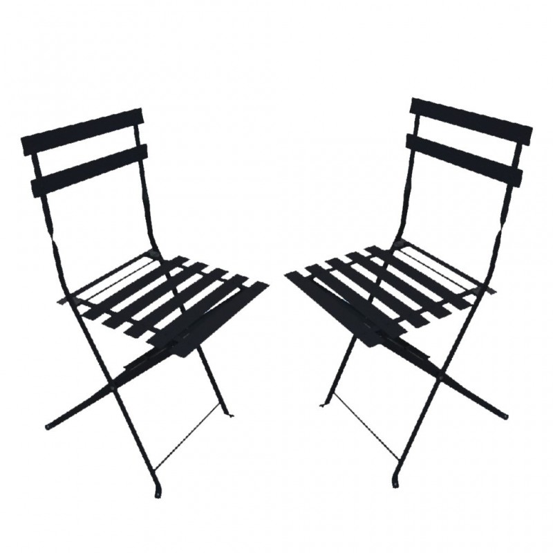 chaise de jardin pliante bistrot noir lot de 2