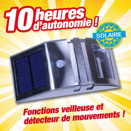 Lampe Veilleuse et spot solaire Inox