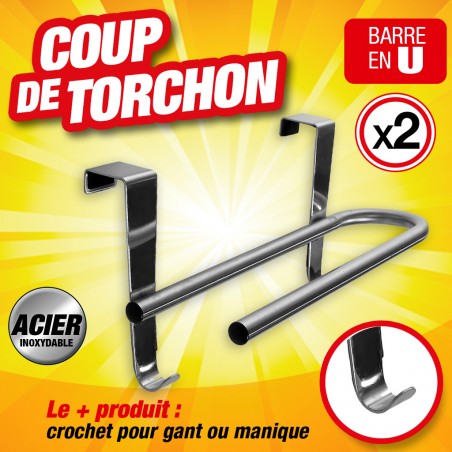 BARRES TORCHONS U + 2 CROCHETS lot de 2 barres