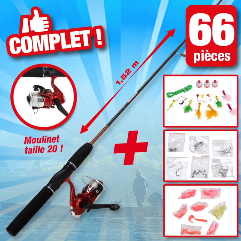 outiror - Kit de pêche avec accessoires 66 pcs