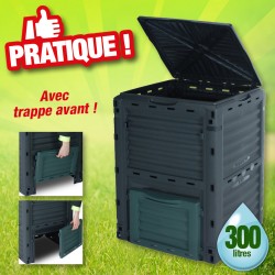 outiror - bac de compostage 300 litres avec trappe avant