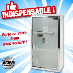 outiror - armoire à pharmacie métallique porte en verre trempé et clés pour fermeture