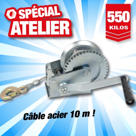 outiror treuil manuel tambour 550 kg cable acier 10m outiror treuil manuel tambour 550 kg cable acier 10m