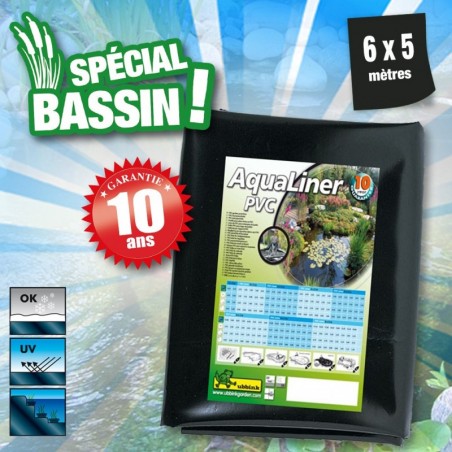 Bâche De Bassin Résistante UV 6x6m - Liner Étang Pour Poissons Et Plantes (5 Options Épaisseur)