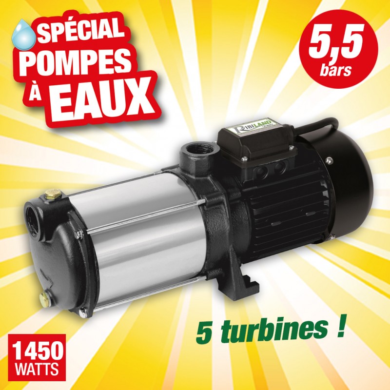 Outiror - pompe surface multicellulaire 5 turbines inox triphasee