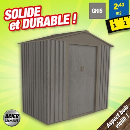 outiror Abri jardin metal Bois vieilli 64 2 4 m2 gris 176009190097 outiror Abri jardin metal Bois vieilli 64 2 4 m2 gris 176009190097