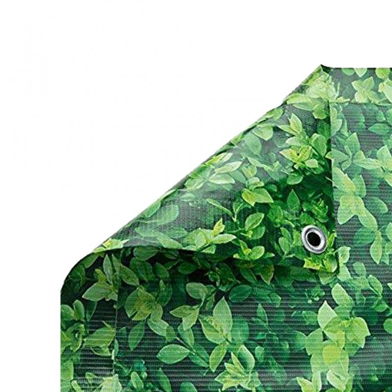 Brise-Vue Imprimé Feuillage 1x5m - Toile Polyester - Oeillets Tous Les Mètres - Intimité Jardin