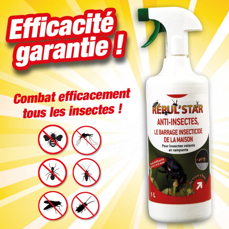 Lot de 2 sprays répulsifs anti-insectes, BARRIERE A INSECTES, 1 litre