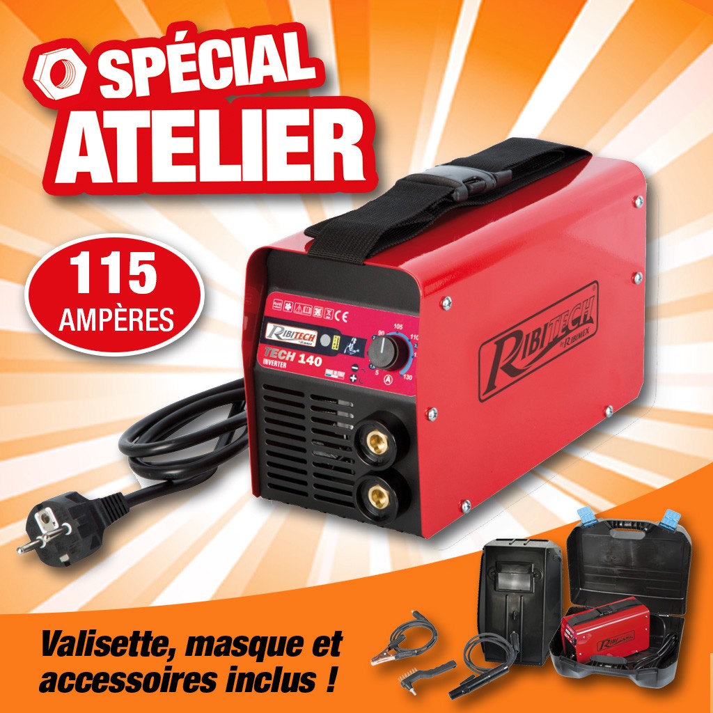 HTTPS: OUTIROR.COM IMG P 1 0 1 4 6 10146.JPG RIBITECH PRSOUDINV140/M Kit Fer &agrave; souder Tech 140 Rouge Taille Unique