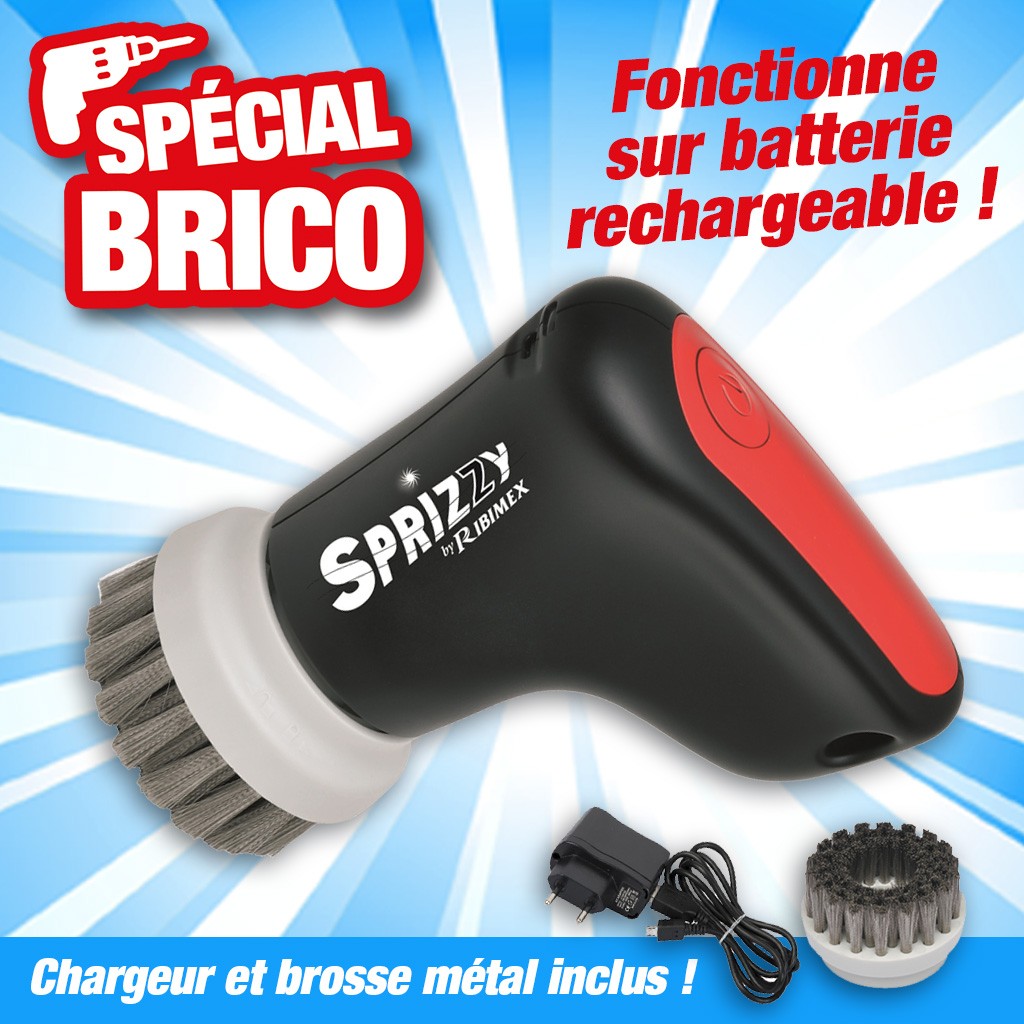 HTTPS: OUTIROR.COM IMG P 1 1 7 1 6 11716.JPG RIBIMEX PRBBQBAT Sprizzy Brosse de Nettoyage Multifonction &agrave; Piles