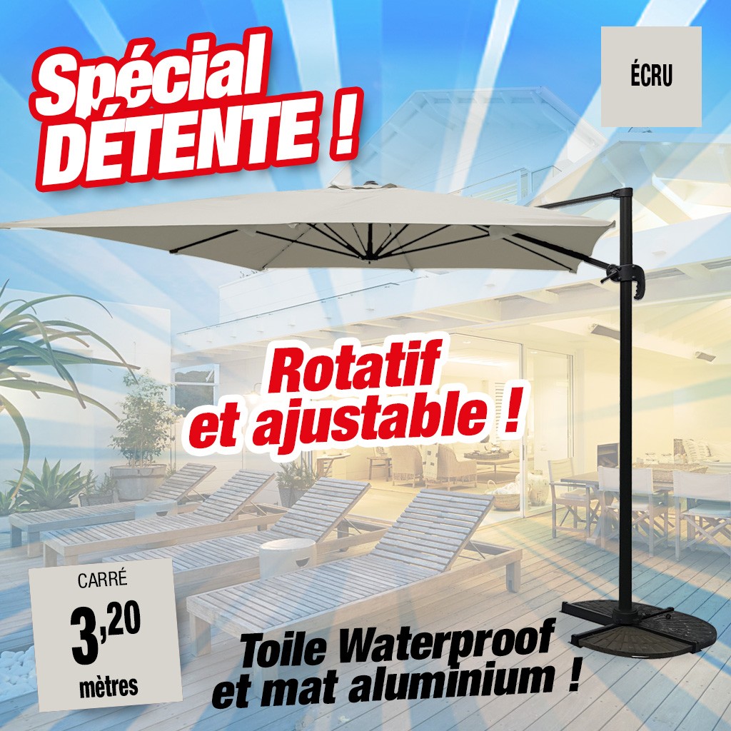 HTTPS: OUTIROR.COM IMG P 1 5 9 4 8 15948.JPG Parasol d&eacute;port&eacute; carr&eacute; 3,2x3,2 - ecru - KETER - 14-700611