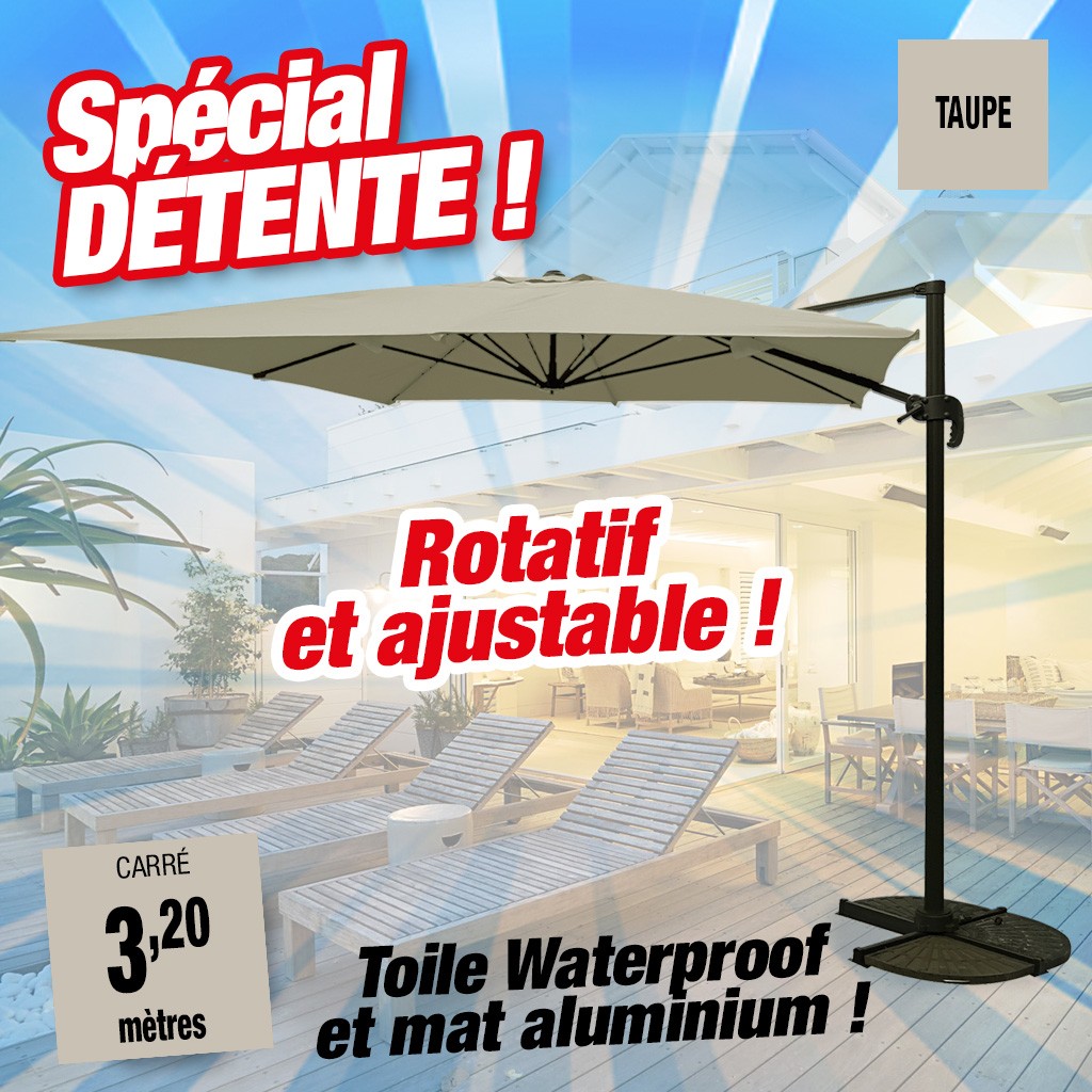 HTTPS: OUTIROR.COM IMG P 1 5 9 5 6 15956.JPG Parasol d&eacute;port&eacute; carr&eacute; 3,2x3,2 - taupe - KETER - 14-700635