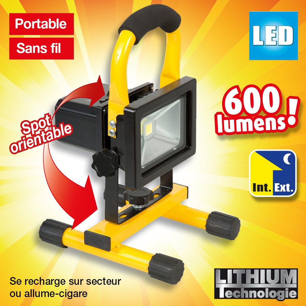 HTTPS: OUTIROR.COM IMG P 1 6 4 5 1645.JPG Projecteur De Chantier Portable &Agrave; Led 10w 500 Lm &Agrave; Batterie