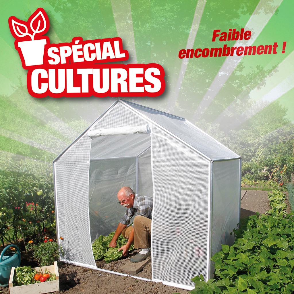 HTTPS: OUTIROR.COM IMG P 5 6 7 3 5673.JPG Serre de jardin - NATURE - 127-190x192x210cm - Poly&eacute;thyl&egrave;ne et aluminium - Trait&eacute; anti-UV