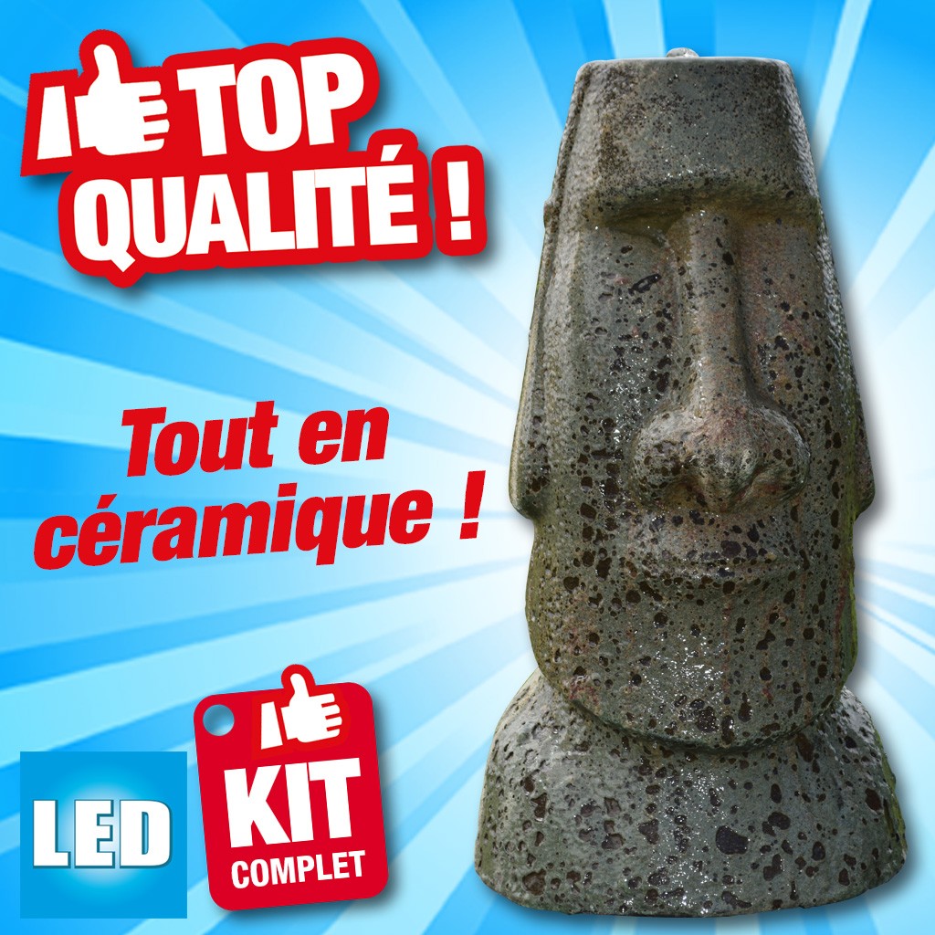 HTTPS: OUTIROR.COM IMG P 6 0 0 0 6000.JPG Fontaine de jardin Orito statue de l'&Icirc;le de Paques avec LED - Ubbink