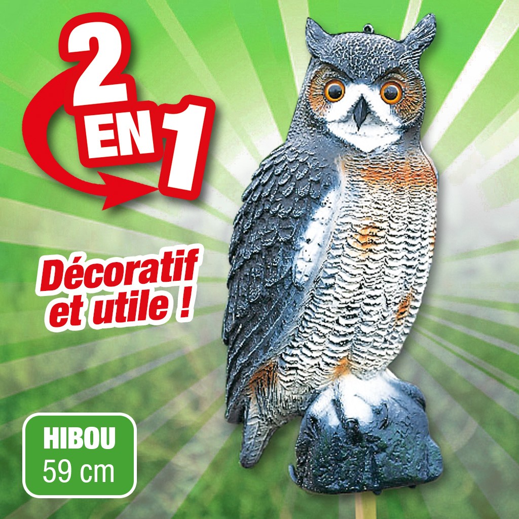 HTTPS: OUTIROR.COM IMG P 6 0 7 2 6072.JPG Ubbink - D&eacute;coration de jardin sous forme de grand hibou 403659 Gris