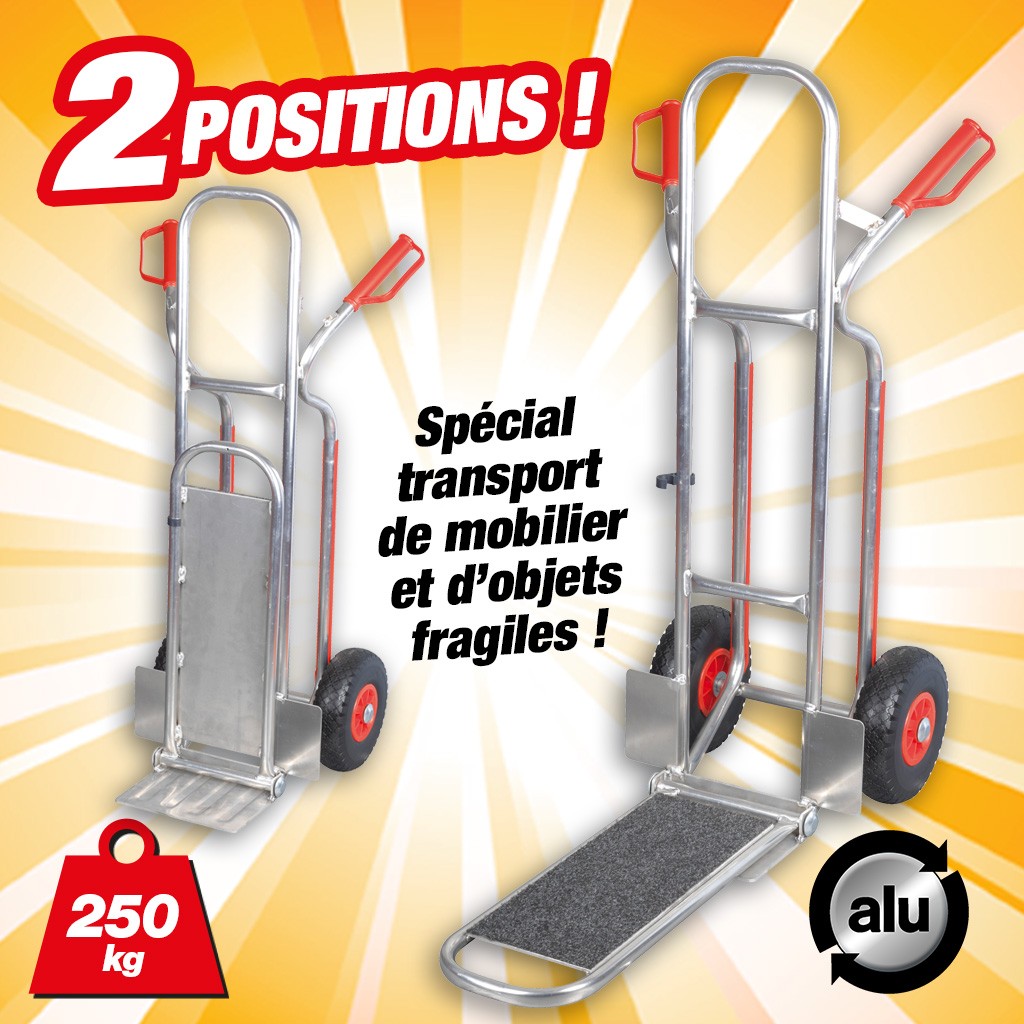 HTTPS: OUTIROR.COM IMG P 6 9 8 0 6980.JPG chariot diable 250kgs alu bavette rabattable + moquette 