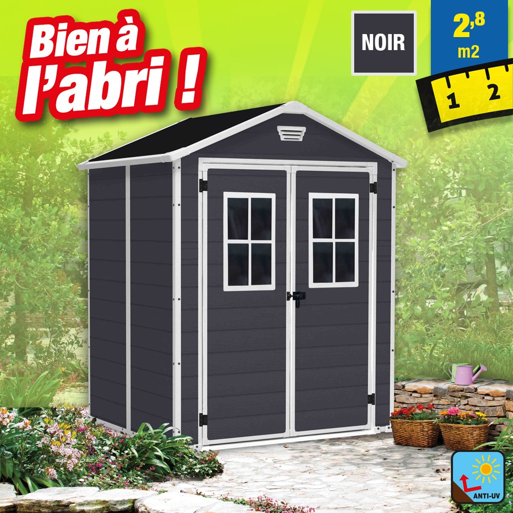 HTTPS: OUTIROR.COM IMG P 9 4 2 2 9422.JPG Abri de jardin Keter en r&eacute;sine Anthracite 2,8 m2 Premium avec plancher