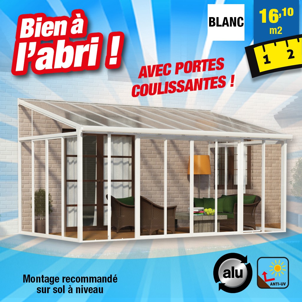 PALRAM Jardin D'hiver Ferm&eacute; - Toit Couv'terrasse - 3 X 5,46 M - Blanc