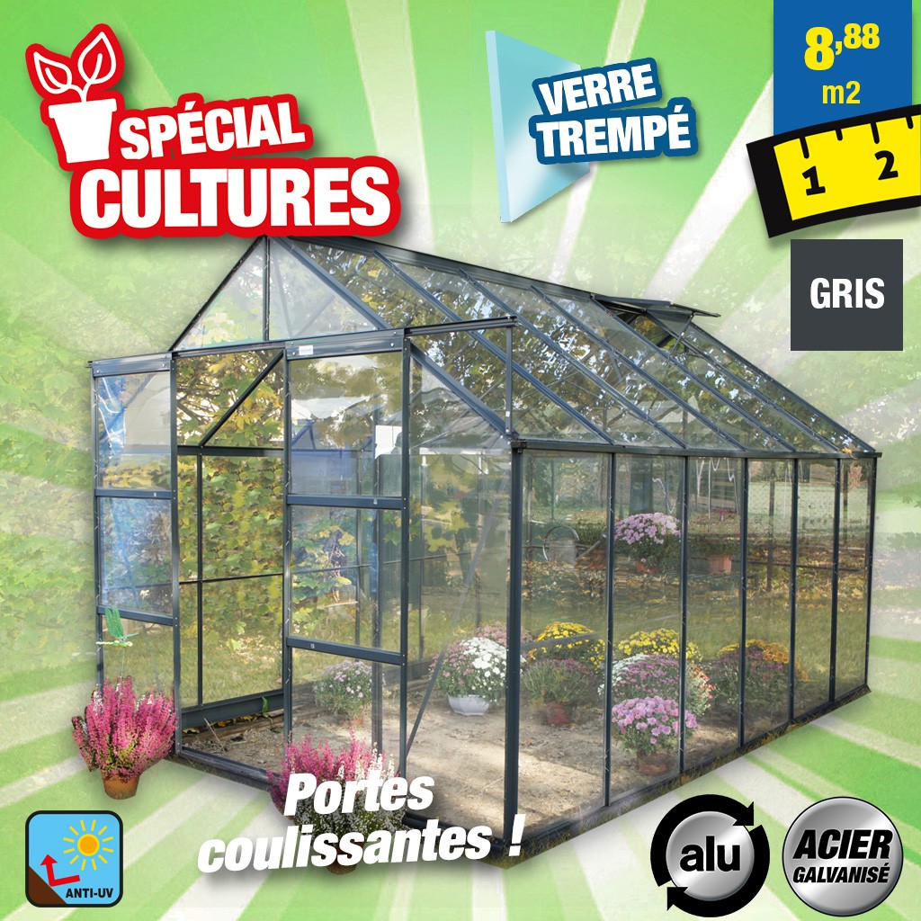 HTTPS: OUTIROR.COM IMG P 9 5 3 1 9531.JPG Serre jardin verre tremp&eacute; 4 mm - Sekurit 128 - 8,9 m&sup2;