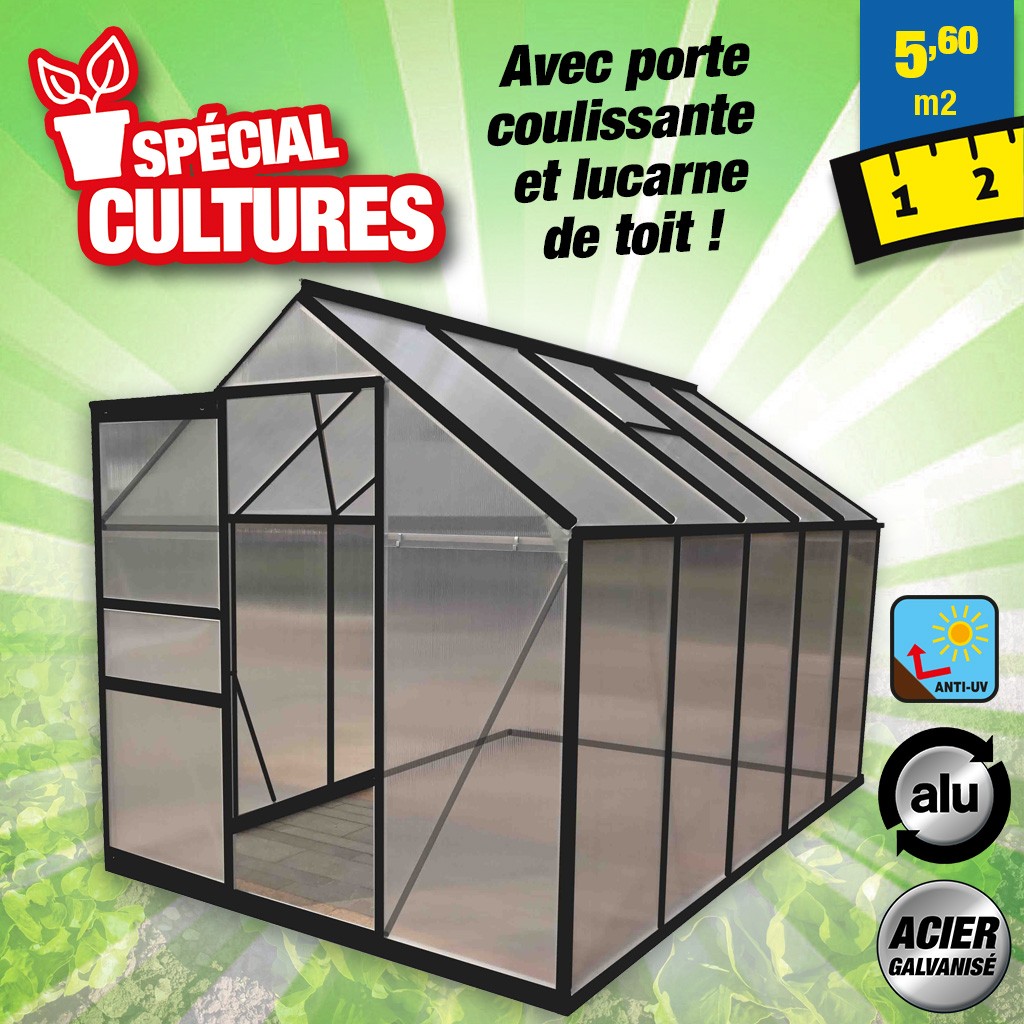HTTPS: OUTIROR.COM IMG P 9 6 4 6 9646.JPG Serre jardin polycarbonate 106 - 5,6 m&sup2; - anthracite 