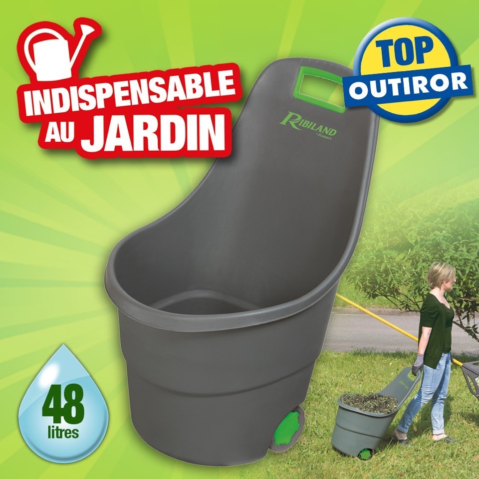HTTPS: OUTIROR.COM IMG P 9 9 5 5 9955.JPG Chariot de jardin 65 litres &agrave; roulettes Ribiland